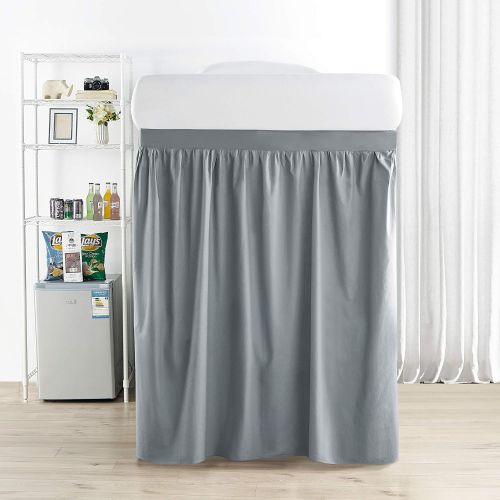  DormCo Extended Dorm Sized Cotton Bed Skirt Panel with Ties (3 Panel Set) - Slate Gray (for Raised or lofted beds)