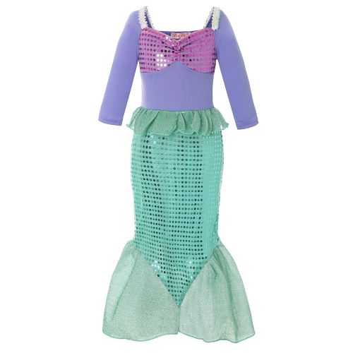 Dormstop Little Girl Mermaid Dress Ariel Princess Generic Costume Party Sequins Costumes 3T-10