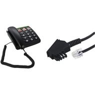 [아마존베스트]Doro PhoneEasy 331ph Corded Large Button Telephone with 3 Direct Dialing Photo Keys Black & Hama Telephone Cable (TAE-F Plug to Modular Plug 6p4c 10m) Black