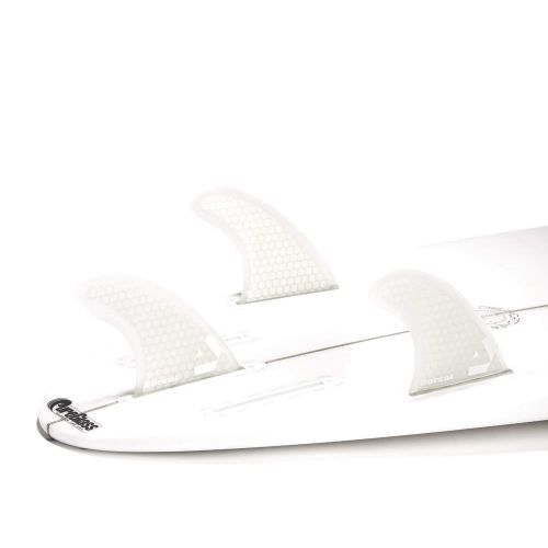  Dorsal Surfboard Fins Hexcore Thruster Set (3) Honeycomb FUT Base White
