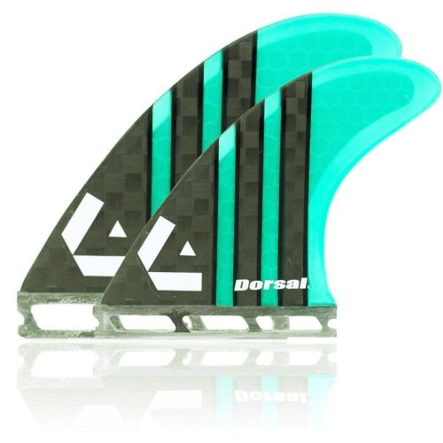  Dorsal Carbon Hexcore Quad Surfboard Fins (4) Honeycomb FUT Base Green
