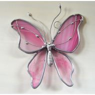 /Dortdesigns Rose Petals Butterfly Stained Glass Suncatcher