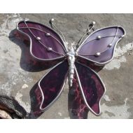 Dortdesigns Lavender Plum Stained Glass Butterfly SUNCATCHER