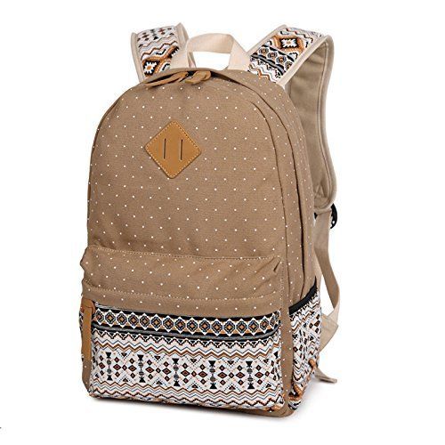  Dosane Stylish Unisex Canvas Dot Printing Lightweight College Backpacks Book bags