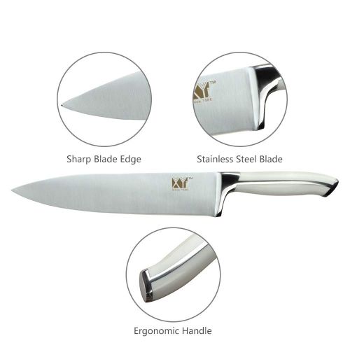  Dosreng Best 8 Inch Full Tang Handle Stainless Steel Chef Knife Kitchen Cooking Tools Knife Set With Kitchen Scissors Sharpening Bar