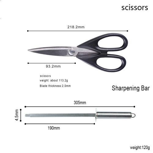  Dosreng Best 8 Inch Full Tang Handle Stainless Steel Chef Knife Kitchen Cooking Tools Knife Set With Kitchen Scissors Sharpening Bar