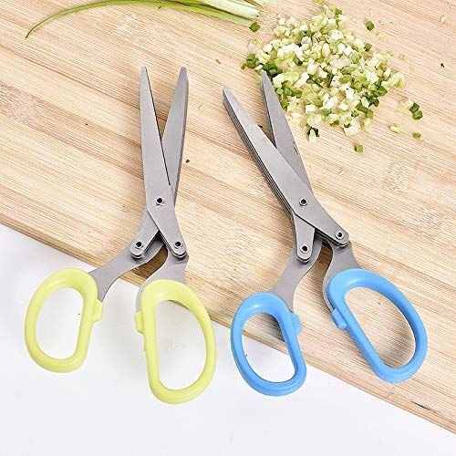 Dosreng 10Pcs 19Cm Minced 5 Layers Basil Rosemary Kitchen Scissor Shredded Chopped Scallion Cutter Herb Laver Spices Cook Tool Cut Random Color
