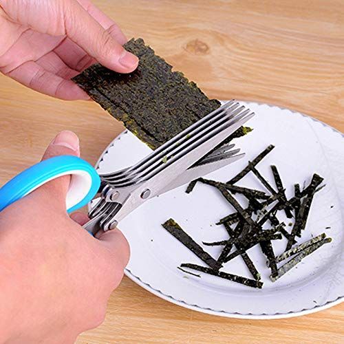  Dosreng 10Pcs 19Cm Minced 5 Layers Basil Rosemary Kitchen Scissor Shredded Chopped Scallion Cutter Herb Laver Spices Cook Tool Cut Random Color