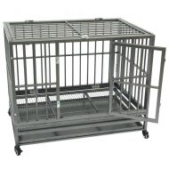DotePet 42 Heavy Duty Dog Cage Crate Kennel Metal Pet Playpen Portable with Tray Silver
