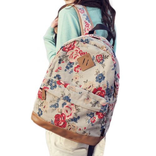  DouGuYan Douguyan Girls Casual Lightweight Print Backpack Cute School Bag Campus Satchel Khaki 133b