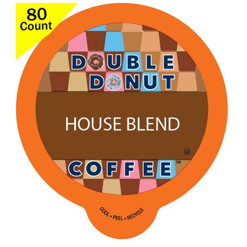  Double Donut House Blend Roast Coffee, in Recyclable Single Serve Cups for Keurig K-Cup Brewers, 80 Count