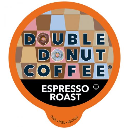  Double Donut Coffee Double Donut Dark Roast Coffee Pods, Espresso Roast, Strong Coffee in Recyclable Single Serve Coffee Pods for Keurig Coffee Maker, 80 Count