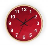 DoubleHueArt Deep Red Wall Clock - White Numbers