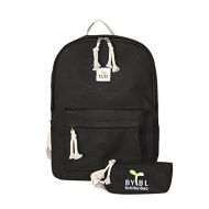 Doubmall School Bag Canvas Book Bag School Backpacks for boys girls (B-Black)