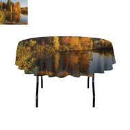 Douglas Hill DouglasHill Fall Easy Care Leakproof and Durable Tablecloth Lake at Sunset Rays Autumnal Landscape Pond Woodland Outdoors Ecology Environment Outdoor Picnic D55 Inch Multicolor