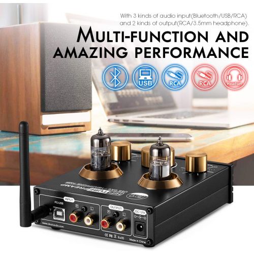  Douk Audio P1 Bluetooth 5.0 Vacuum Tube Preamplifier Hi-Fi Valve Headphone Amplifier Wireless Receiver Audio Decoder Preamp USB DAC APTX