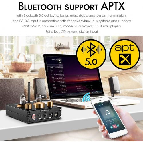  Douk Audio P1 Bluetooth 5.0 Vacuum Tube Preamplifier Hi-Fi Valve Headphone Amplifier Wireless Receiver Audio Decoder Preamp USB DAC APTX