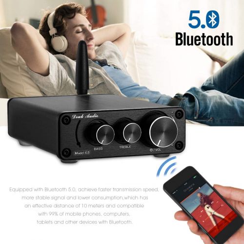  2 Channel Bluetooth 5.0 Power Amplifier 100W Class D Hi-Fi Stereo Audio Mini Amp Wireless Receiver Home Theater Treble Bass Control Douk Audio G3 (Black)