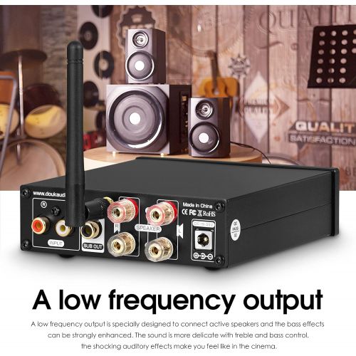  Hi-Fi 320W Bluetooth 5.0 Power Amplifier Stereo Active Subwoofer Amp 2 Channel U-Disk Music Player [Douk Audio M1 PRO Upgrade]