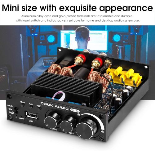  Hi-Fi 320W Bluetooth 5.0 Power Amplifier Stereo Active Subwoofer Amp 2 Channel U-Disk Music Player [Douk Audio M1 PRO Upgrade]