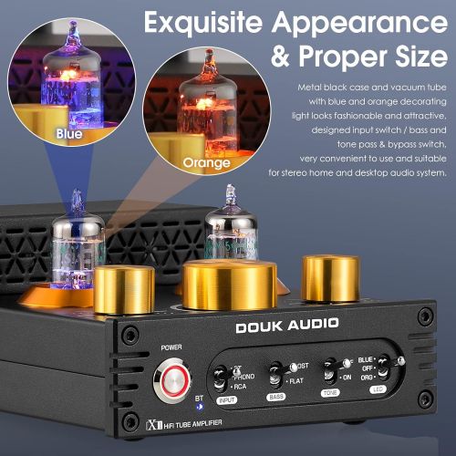  Douk Audio HiFi Stereo Bluetooth 5.0 Vacuum Tube Amplifier MM Phono Amp for Turntables 320W