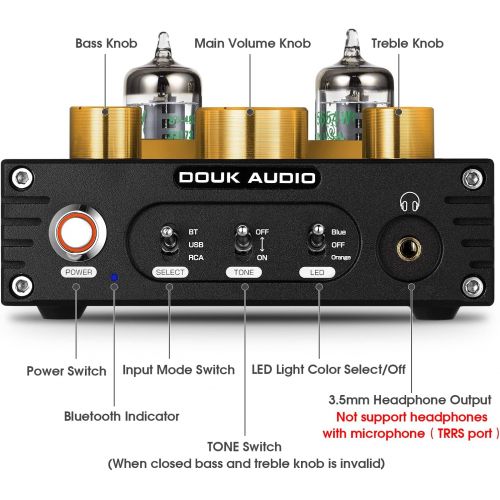  [아마존베스트]Douk Audio P1 Bluetooth 5.0 Vacuum Tube Preamplifier Hi-Fi Valve Headphone Amplifier Wireless Receiver Audio Decoder Preamp USB DAC APTX