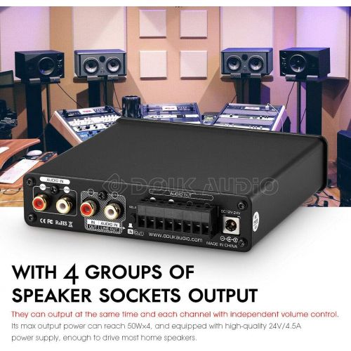  [아마존베스트]Douk Audio HiFi Bluetooth 5.0 Digital Power Amplifier Stereo 2/4 Channel Audio Amp 50W x 4