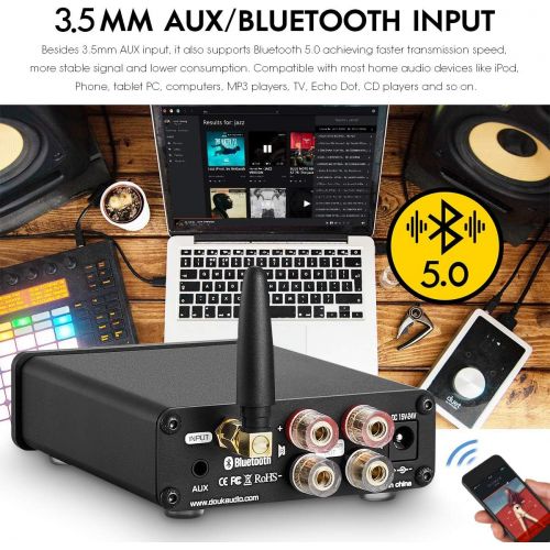  [아마존베스트]Douk Audio G5 100W Bluetooth 5.0 2 Channel Amplifier Mini Digital Class D Stereo Audio Power Amp Wireless Receiver (Black)