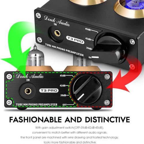  [아마존베스트]Douk Audio T3 PRO MM Phono Stage Preamp Mini Stereo Vacuum Tube Preamplifier