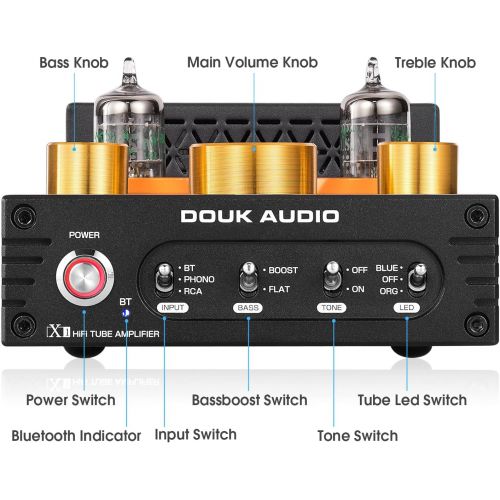  Douk Audio HiFi Stereo Bluetooth 5.0 Vacuum Tube Amplifier MM Phono Amp for Turntables 320W