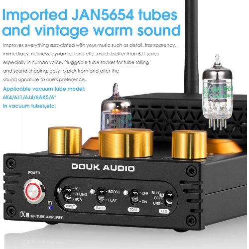  Douk Audio HiFi Stereo Bluetooth 5.0 Vacuum Tube Amplifier MM Phono Amp for Turntables 320W