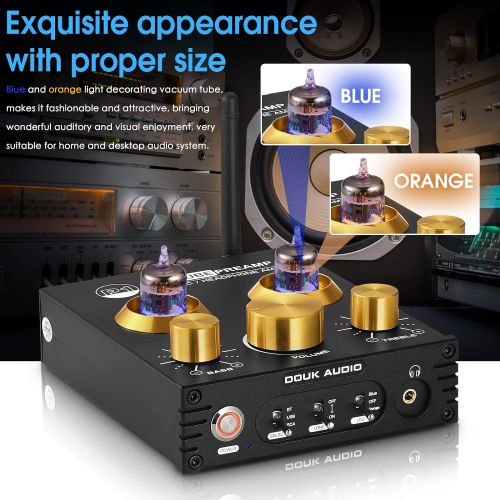  Douk Audio P1 Bluetooth Vacuum Tube Preamp Headphone Amplifier with Extra GE5654 Tubes