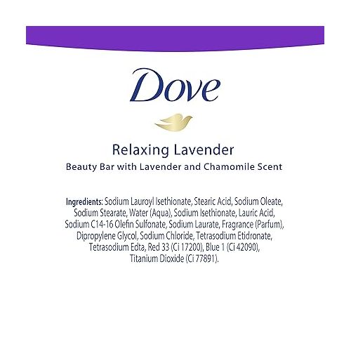  Dove Purely Pampering Beauty Bar for Softer Skin Relaxing Lavender More Moisturizing Than Bar Soap 3.75 oz 2 Bars