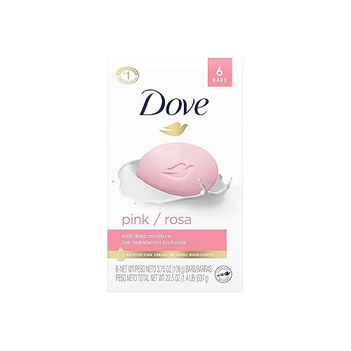  Dove Beauty Bar Gentle Skin Cleanser Pink 6 Bars Moisturizing for Soft Care More Than Soap 3.75 oz & Beauty Bar More Moisturizing Than Bar Soap for Softer Skin