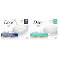 Dove Beauty Bar Cleanser for Gentle Soft Skin Care Original Made With 1/4 Moisturizing Cream 3.75 oz & Beauty Bar More Moisturizing Than Bar Soap for Softer Skin, Fragrance-Free