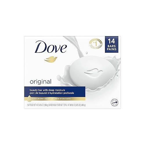  Dove Beauty Bar Cleanser for Gentle Soft Skin Care Original Made With 1/4 Moisturizing Cream 3.75 oz & Beauty Bar More Moisturizing Than Bar Soap for Softer Skin, Fragrance-Free