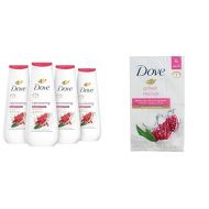 Dove Body Wash Rejuvenating Pomegranate & Hibiscus 4 Count for Renewed & Beauty Bar Gentle Skin Cleanser For Softer and Smoother Skin Rejuvenating More Moisturizing Than Bar Soap