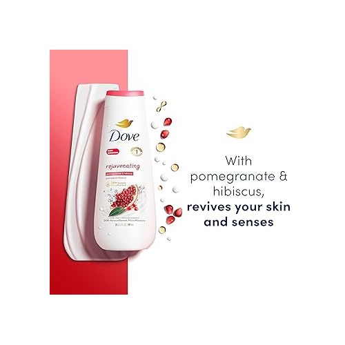  Dove Body Wash Rejuvenating Pomegranate & Hibiscus 4 Count for Renewed & Beauty Bar Gentle Skin Cleanser For Softer and Smoother Skin Rejuvenating More Moisturizing Than Bar Soap