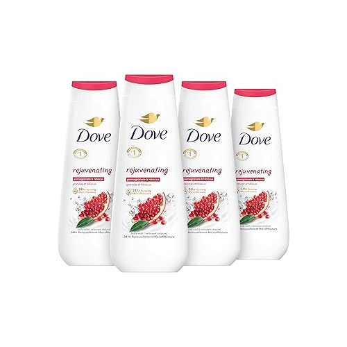  Dove Body Wash Rejuvenating Pomegranate & Hibiscus 4 Count for Renewed & Beauty Bar Gentle Skin Cleanser For Softer and Smoother Skin Rejuvenating More Moisturizing Than Bar Soap