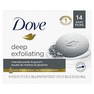 Dove Beauty Bar Soap Deep Exfoliating Charcoal Powder & Glycerin 14 count,for Softer, Smoother Skin,Scrubs Away Impurities 3.75oz