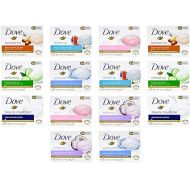 Dove, Beauty Bar Soap Variety Pack of 14, Go Fresh, Shea Butter, Coconut Milk, White, Pampering, Restoring, Exfoliating - 90g (7 Scents, 2 of Each)