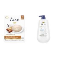 Dove Beauty Bar Skin Cleanser for Gentle Soft Skin Care Shea Butter More Moisturizing & Body Wash with Pump Deep Moisture For Dry Skin Moisturizing Skin Cleanser with 24hr