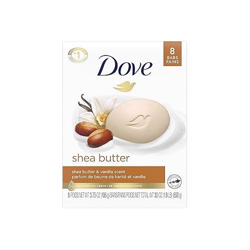  Dove Beauty Bar Skin Cleanser for Gentle Soft Skin Care Shea Butter More Moisturizing & Body Wash with Pump Deep Moisture For Dry Skin Moisturizing Skin Cleanser with 24hr