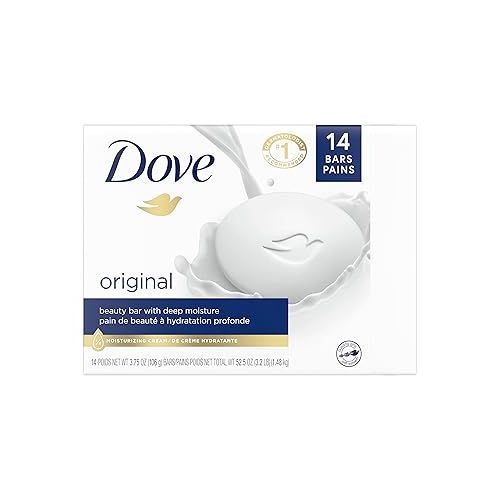  Dove Beauty Bar Cleanser for Gentle Soft Skin Care Original Made With 1/4 Moisturizing Cream 3.75 oz, 14 Bars