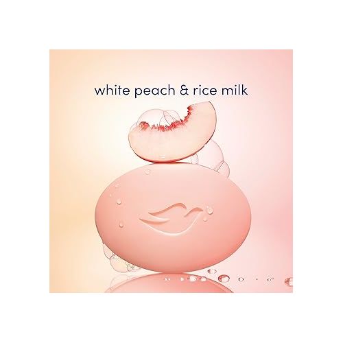  Dove Beauty Bar Soap Rebalancing White Peach & Rice Milk, 14 Count for a Nourished and Moisturized Skin, with ¼ Moisturizing Cream Plant-Based Formula, 3.75 oz