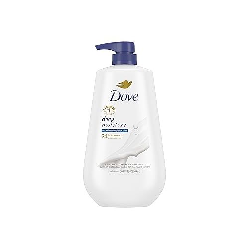  Dove Beauty Bar More Moisturizing Than Bar Soap for Softer Skin, Fragrance Free & Body Wash with Pump Deep Moisture For Dry Skin Moisturizing Skin Cleanser with 24hr