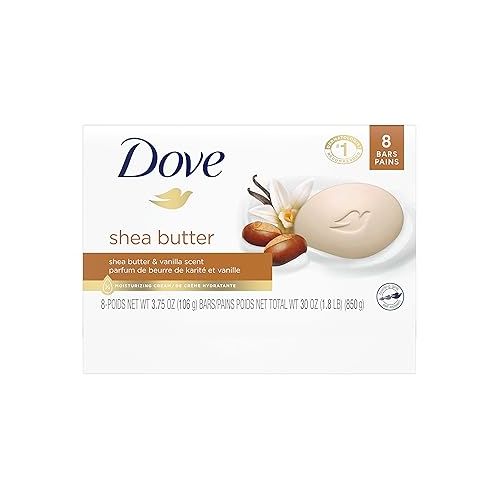  Dove Beauty Bar Gentle Skin Cleanser Shea Butter 8 Bars Moisturizing for Gentle Soft Skin Care More Moisturizing Than Bar Soap 3.75 oz