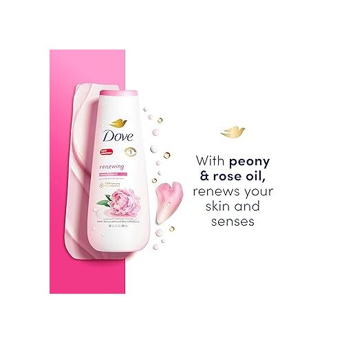  Dove Body Wash Renewing Peony and Rose Oil 4 Count for Renewed & Beauty Bar Gentle Skin Cleanser Pink 6 Bars Moisturizing for Soft Care More Than Soap 3.75 oz