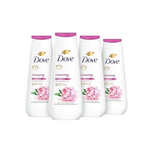  Dove Body Wash Renewing Peony and Rose Oil 4 Count for Renewed & Beauty Bar Gentle Skin Cleanser Pink 6 Bars Moisturizing for Soft Care More Than Soap 3.75 oz