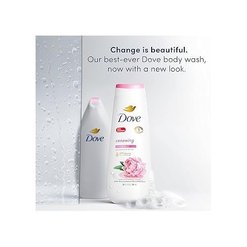  Dove Body Wash Renewing Peony and Rose Oil 4 Count for Renewed & Beauty Bar Gentle Skin Cleanser Pink 6 Bars Moisturizing for Soft Care More Than Soap 3.75 oz